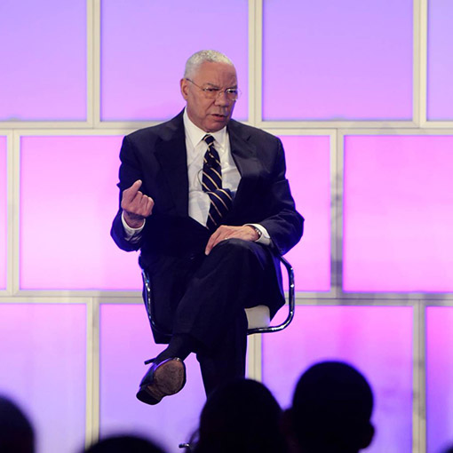 colin powell on event stage